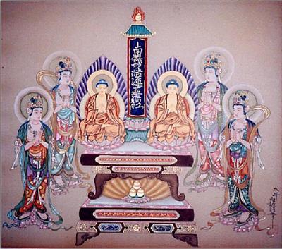 Voorbeeld van een representatie van de Gohonzon Honzon